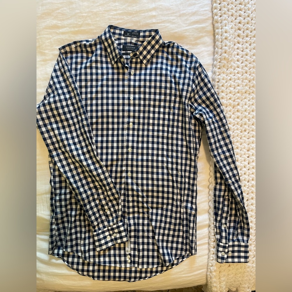Nordstrom Men’s Shop Tech Smart Trim Fit Gingham Dress Shirt